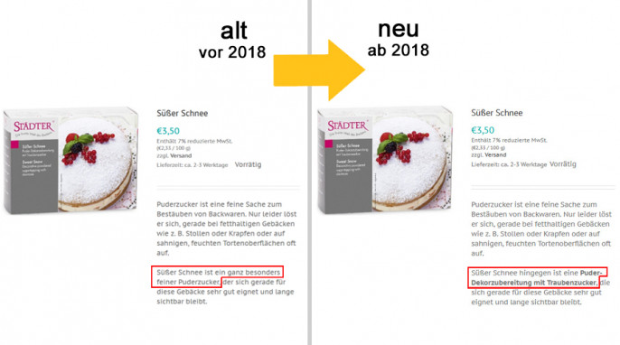 alt: Angebot Städter Süßer Schnee auf backschwestern.de, vor 4/2018; neu: Angebot Städter Süßer Schnee auf backschwestern.de, ab 4/2018