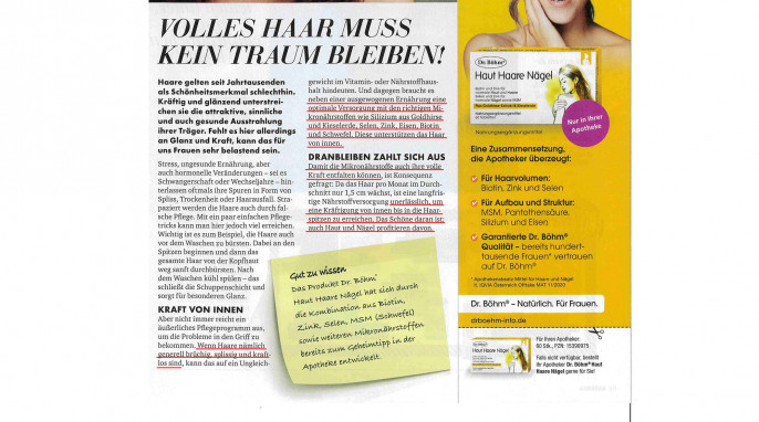 Werbung®, Dr. Böhm Haut Haare Nägel, Zeitschrift Barbara Juli 2021, Seite 117