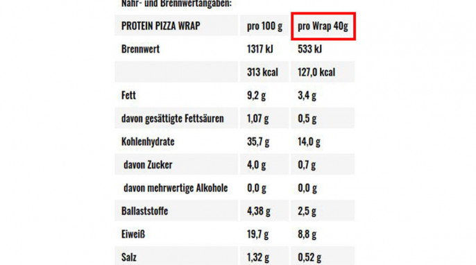 Nährwerte, Zec+ Protein Pizza Wrap auf zecplus.de