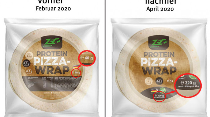 alt: Zec+ Protein Pizza Wrap auf zecplus.de 2/2020, neu: ab 4/2020
