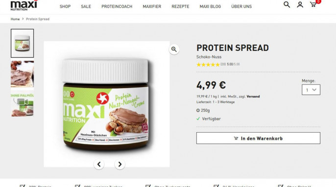 Angebot Protein Spread, maxi nutrition Protein Nuss-Nougat-Creme auf maxinutrition.de 
