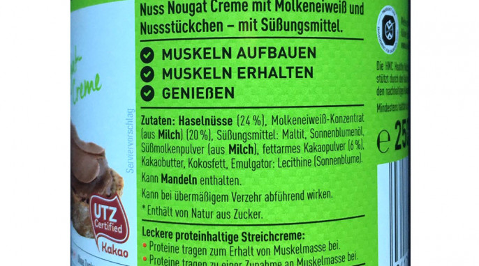 Gesundheitsbezogene Angaben, maxi nutrition Protein Nuss-Nougat-Creme