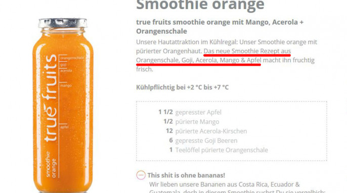 Angebot auf true-fruits.com, True Fruits Smoothie Orange, 27.08.2020 