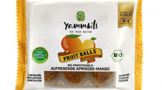 Yammbits Fruit Balls, Beispiel Sorte Aprikose-Mango