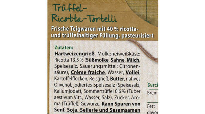Zutaten, Steinhaus Trüffel-Ricotta-Tortelli