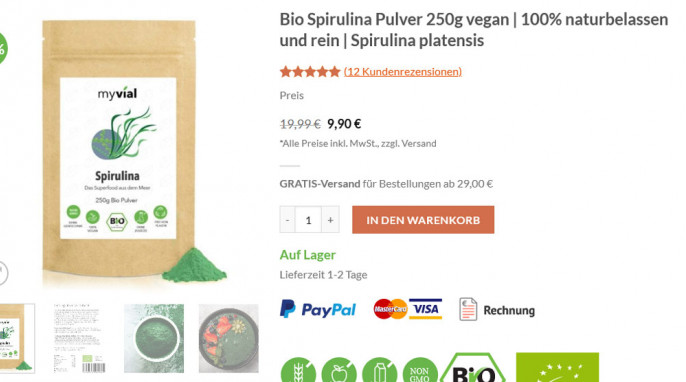 Angebot myvial Bio Spirulina Pulver, myvial.de