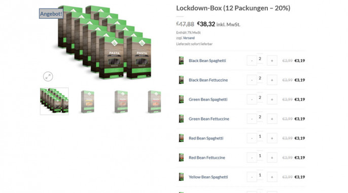 alt: Lockdown-Box, Angebot auf peek-nutrition.de, 03.02.2021